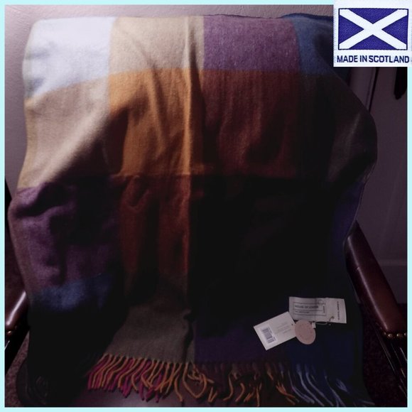 IMPORTED THROW BLANKET Scottish Blanket Import Vibrant Colors & Earth Tones NWT - Picture 9 of 10